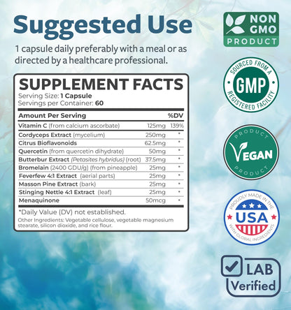 Respiratory Lung Health Supplement - Invigorating Lung Support Supplement Helps Support Clear Airways Mucus Removal and Seasonal or Year Round Detox - Vegan Herbal Non-GMO Formula (2 Months Supply) - PrimeBioHealth - canada supplements