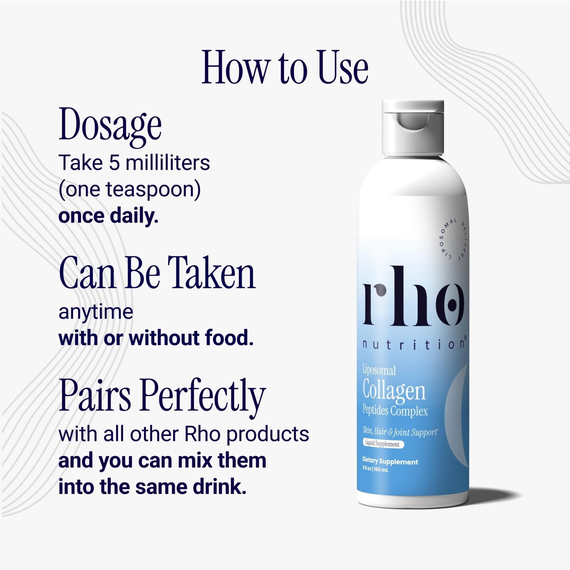 Rho Nutrition Liposomal Collagen Peptides - High-Absorption Liquid Collagen Supplement - Supports Skin Elasticity, Joint Health - PrimeBioHealth - canada supplements