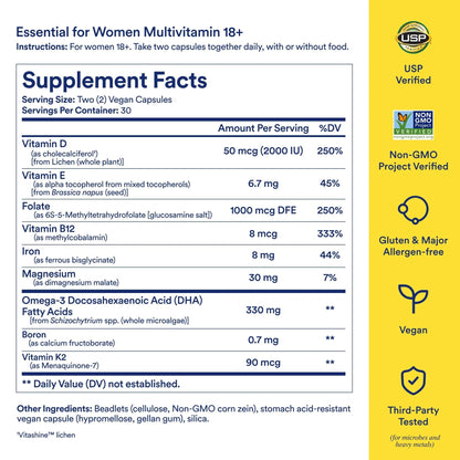 Ritual Multivitamin for Women 18+ with Vitamin D3 for Immune Support*, Vegan Omega 3 DHA, B12, Iron - PrimeBioHealth - canada supplements