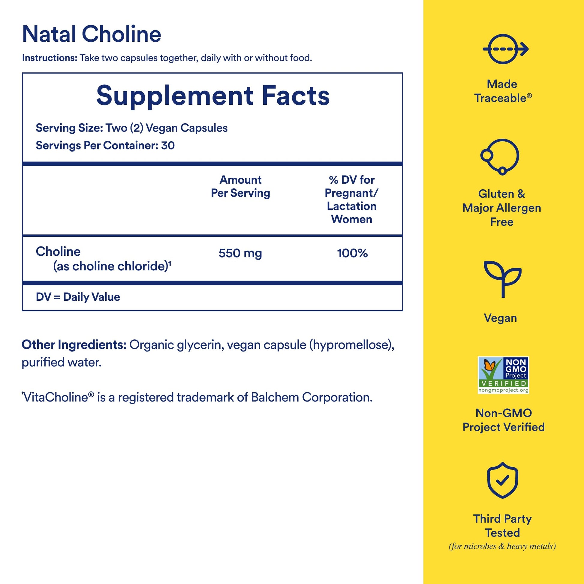 Ritual Natal Choline Supplement - 550mg - to Support Baby’s Cognitive Function When Taken During Pregnancy and Postpartum Choline Content in Breastmilk - PrimeBioHealth - canada supplements