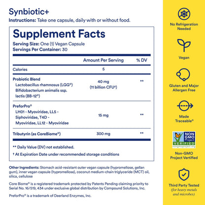 Ritual Synbiotic - Complete 3-in-1 Probiotic, Prebiotic, Postbiotic - for Women and Men - to Support Gut, Digestive Health, Regularity, Bloating - PrimeBioHealth - canada supplements