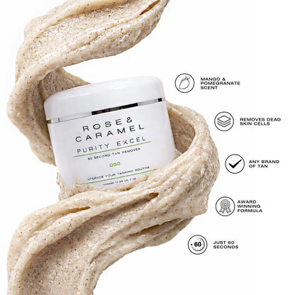 Rose & Caramel Purity Excel 60 Second Miracle Express Self Tan Remover & Exfoliating Tan Eraser Body Scrub 14.89 Fl Oz (440ml) - PrimeBioHealth - canada supplements