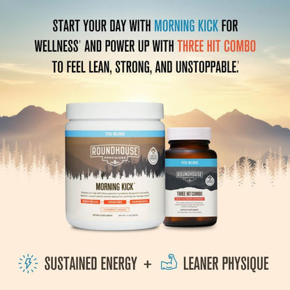 ROUNDHOUSE PROVISION Morning Kick, Zero Sugar Greens Superfood Powder Supplement with Ashwagandha, Collagen, Probiotics, Debloat Drink - PrimeBioHealth - canada supplements