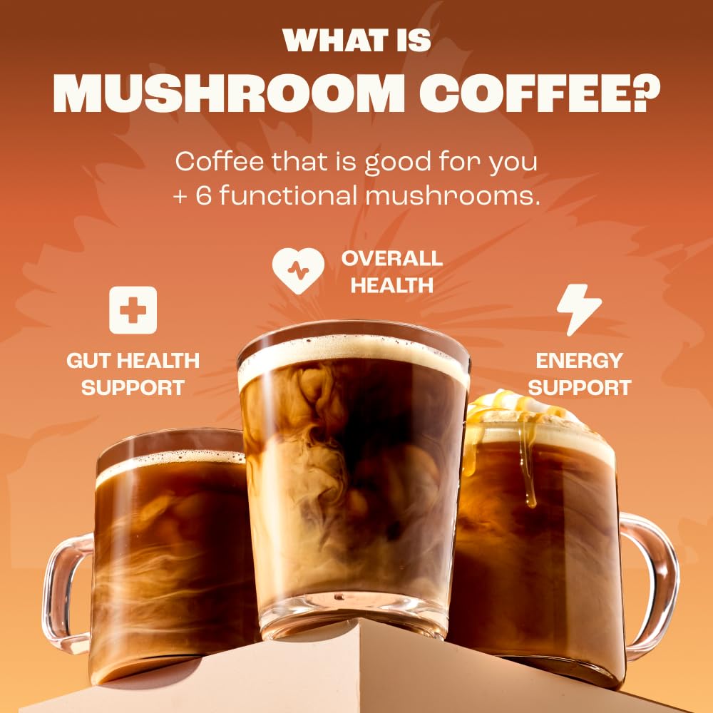 RYZE SUPERFOODS Mushroom Medium Roast Coffee USDA Organic with 6 Adaptogenic Mushrooms, USA Grown Instant Coffee for Better Energy - PrimeBioHealth - canada supplements