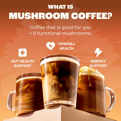 RYZE SUPERFOODS Mushroom Medium Roast Coffee USDA Organic with 6 Adaptogenic Mushrooms, USA Grown Instant Coffee for Better Energy - PrimeBioHealth - canada supplements