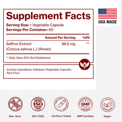 Saffron Supplements - 100% Pure Saffron Extract Capsules - Boost Energy & Mood, Support Eye & Heart Health - PrimeBioHealth - canada supplements