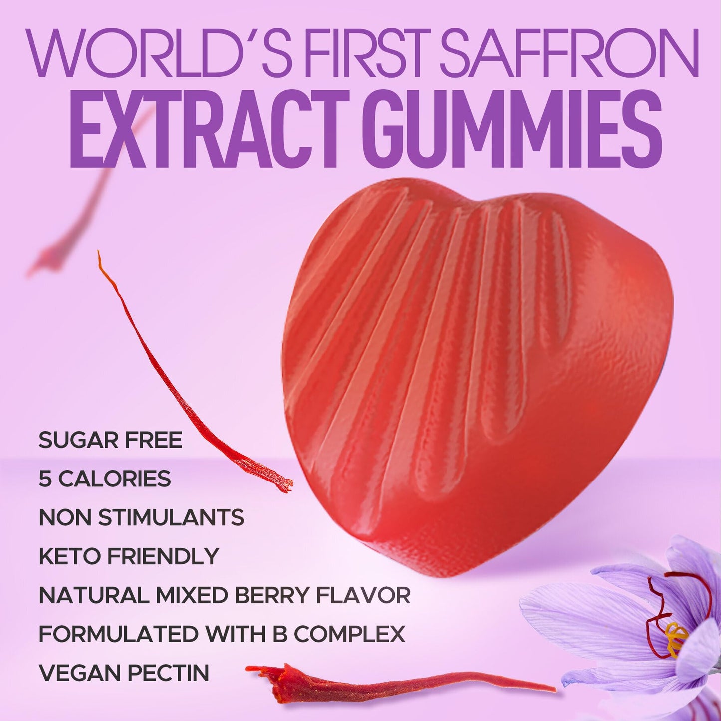Saffron Supplements Gummies 100mg - 100% Pure Saffron Extract with Magnesium Glycinate, L-Theanine, Turmeric, Ashwagandha, Honey & Vitamin B Complex for Mood & Power, Antioxidant, Vitality - 60 Count - PrimeBioHealth - canada supplements