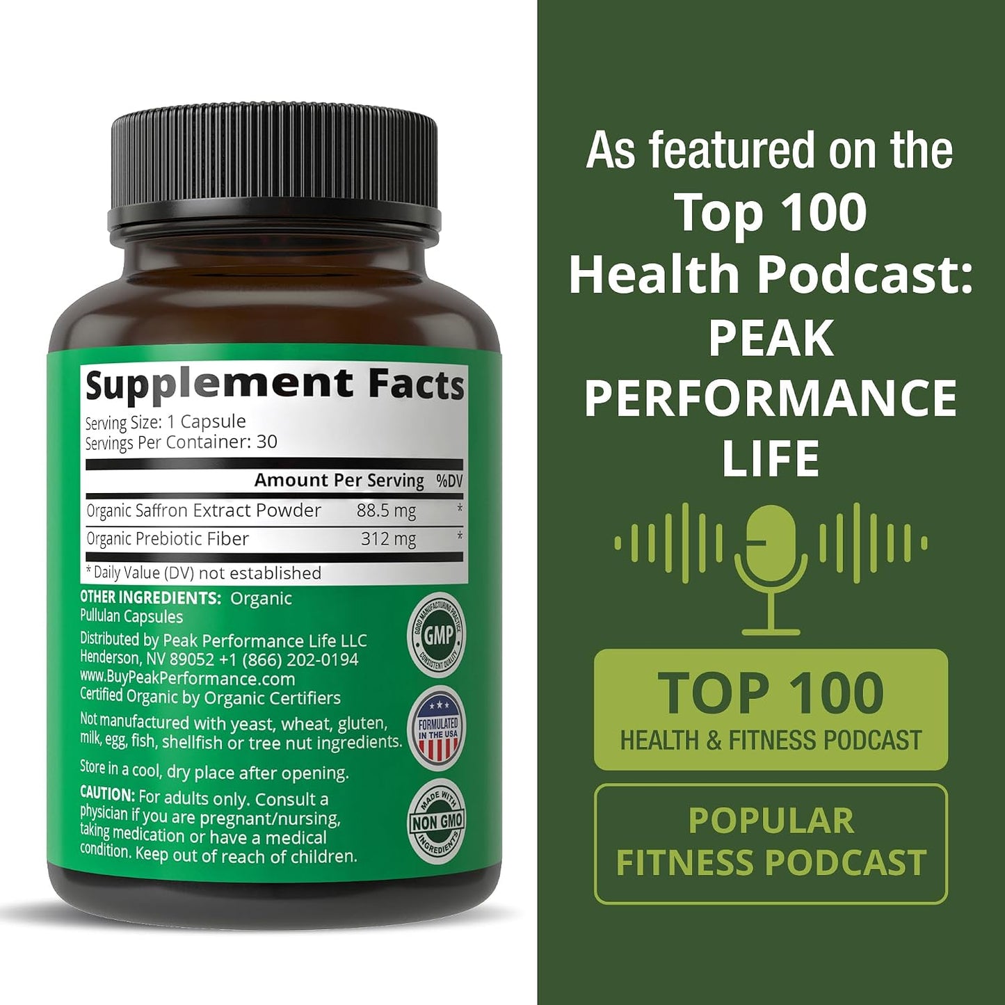 Saffron Supplements - USDA Organic Saffron Extract Capsules for Women, Men, and Kids. with Organic Prebiotic Fiber Instead of Filler. Pure and Natural for Mood, Brain, Focus, Cravings, PMS - PrimeBioHealth - canada supplements