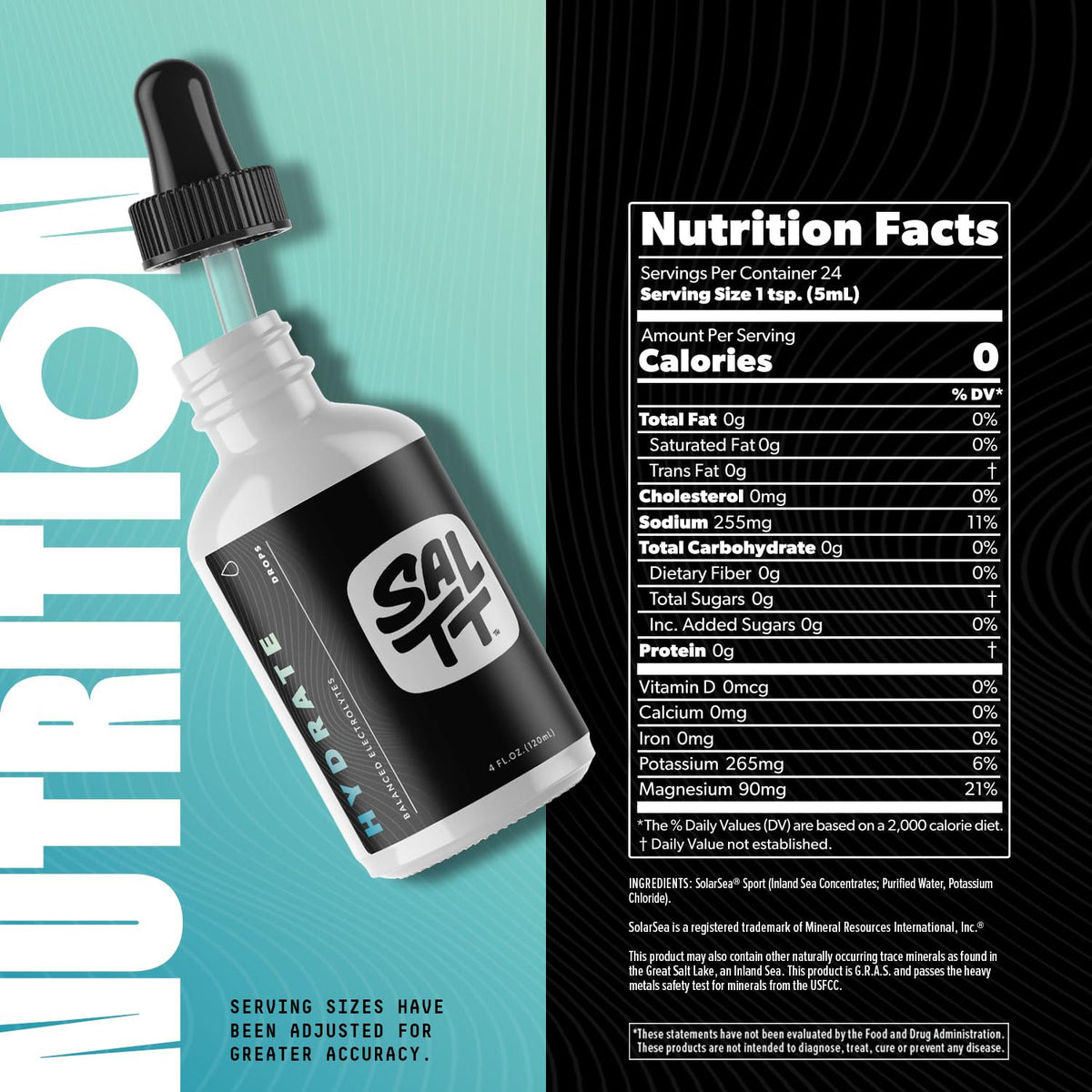 SALTT - Hydrate (4 oz) - Electrolytes Drops - Energy Boost - Sodium, Potassium, Magnesium, Zinc, Copper - Unflavored - Ultra Low Carb - Zero Sugar, Vegan, - PrimeBioHealth - canada supplements