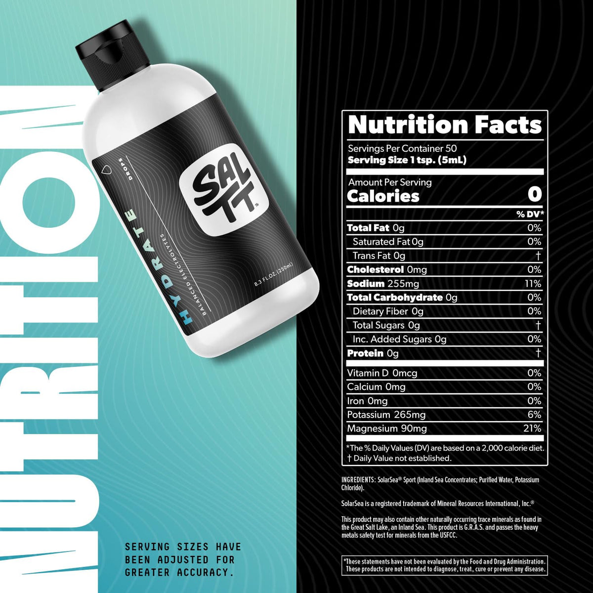 SALTT - Hydrate (8.3 oz) - Electrolytes Drops - Energy Boost - Sodium, Potassium, Magnesium, Zinc, Copper - Unflavored - Ultra Low Carb - Zero Sugar, Vegan, Gluten Free, Non GMO - By Keto Chow - PrimeBioHealth - canada supplements