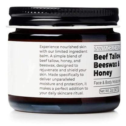 Santa Cruz Paleo, Beef Tallow, Beeswax & Honey Face Moisturizer, Organic, Unscented Grassfed Beef Tallow Skin Care, Sunscreen Free - PrimeBioHealth - canada supplements