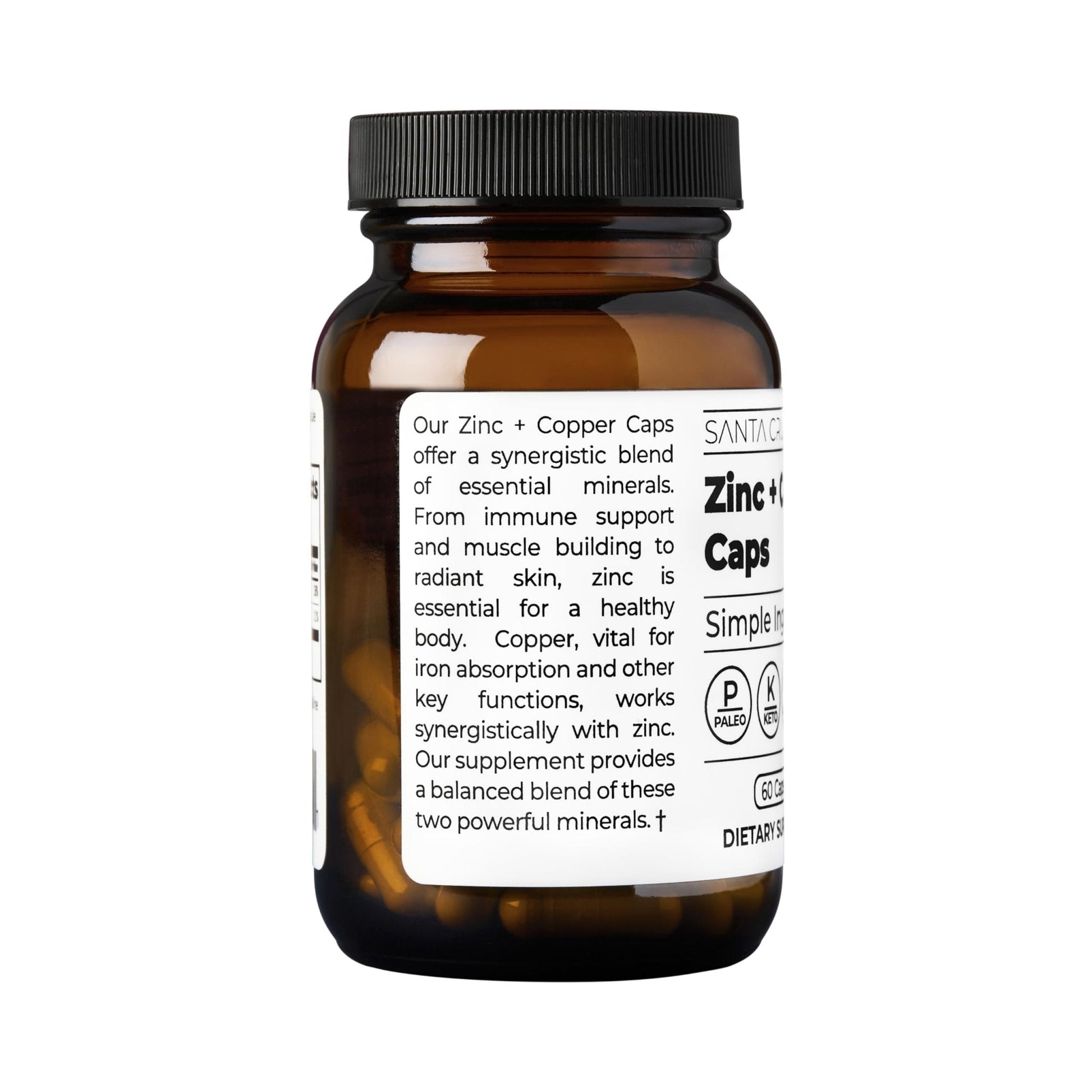 Santa Cruz Paleo, Zinc & Copper Mineral Supplement, High Absorption Formula, Zinc Supplement for Skin & Hair, L Methionine, Copper Gluconate, Trace Minerals - PrimeBioHealth - canada supplements