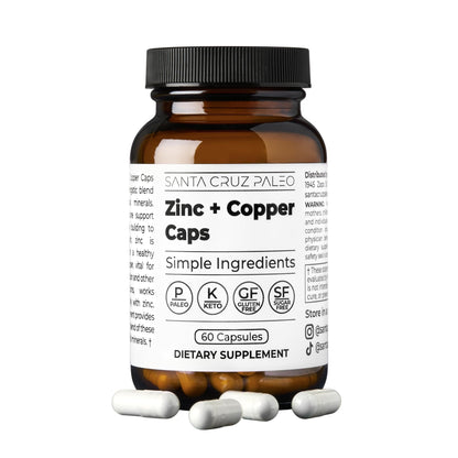 Santa Cruz Paleo, Zinc & Copper Mineral Supplement, High Absorption Formula, Zinc Supplement for Skin & Hair, L Methionine, Copper Gluconate, Trace Minerals - PrimeBioHealth - canada supplements