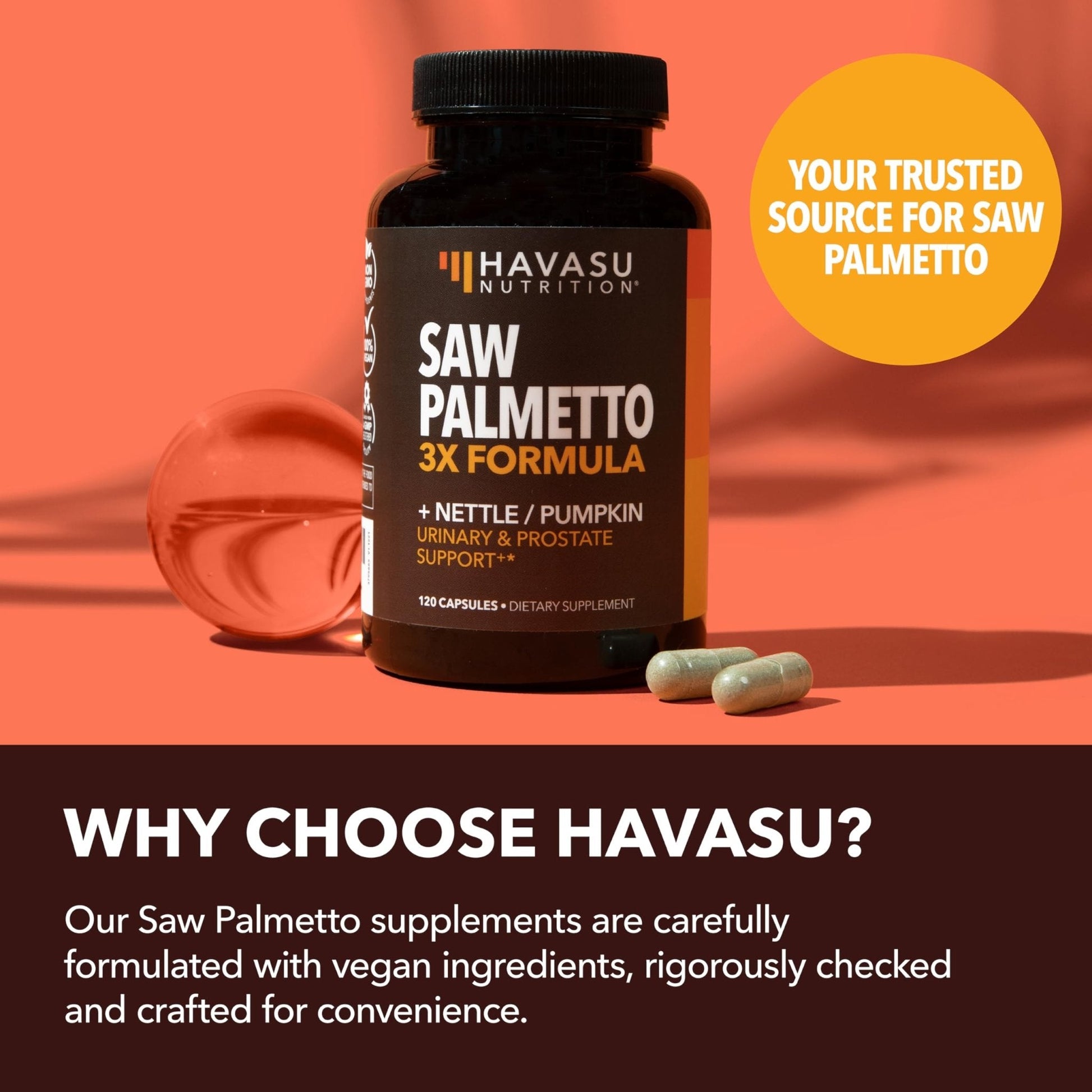 Saw Palmetto Supplement with Stinging Nettle and Pumpkin Seed Extract - Advanced 3X Formula - DHT Blocker Urinary Health and Prostate Support for Mens Health - PrimeBioHealth - canada supplements
