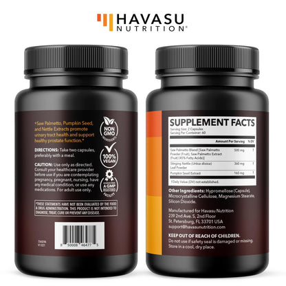Saw Palmetto Supplement with Stinging Nettle and Pumpkin Seed Extract - Advanced 3X Formula - DHT Blocker Urinary Health and Prostate Support for Mens Health - PrimeBioHealth - canada supplements