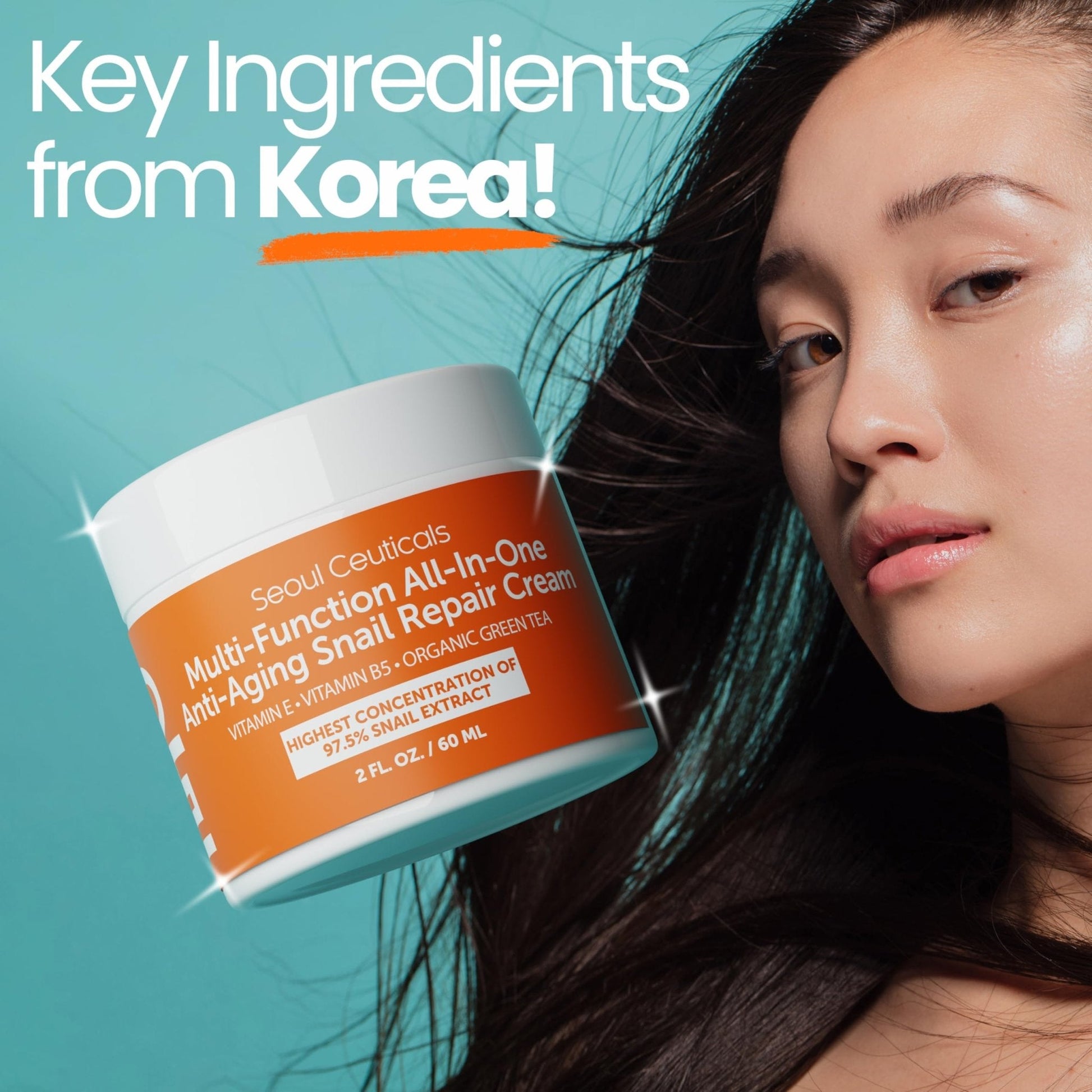 SeoulCeuticals Snail Mucin Moisturizer 97.5% - Korean Skin Care Snail Repair Cream - Day & Night Anti Aging K Beauty Skincare Cruelty Free 2oz - PrimeBioHealth - canada supplements