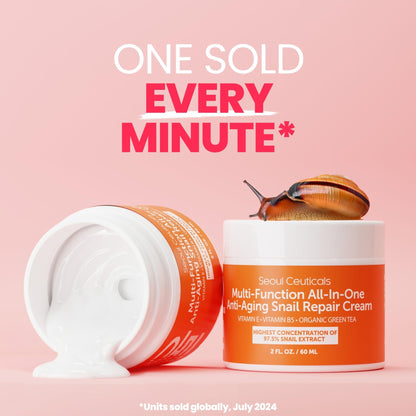 SeoulCeuticals Snail Mucin Moisturizer 97.5% - Korean Skin Care Snail Repair Cream - Day & Night Anti Aging K Beauty Skincare Cruelty Free 2oz - PrimeBioHealth - canada supplements