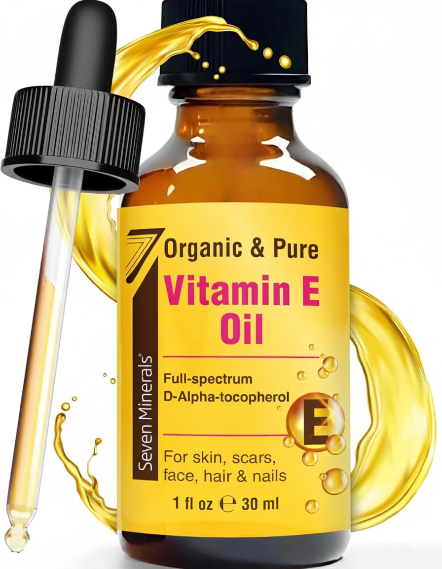 Seven Minerals Ultra Pure Vitamin E Oil - Full-Spectrum D-Alpha Tocopherol, 1 Fl Oz - 100% Organic Vitamin E Oil for Skin - PrimeBioHealth - canada supplements