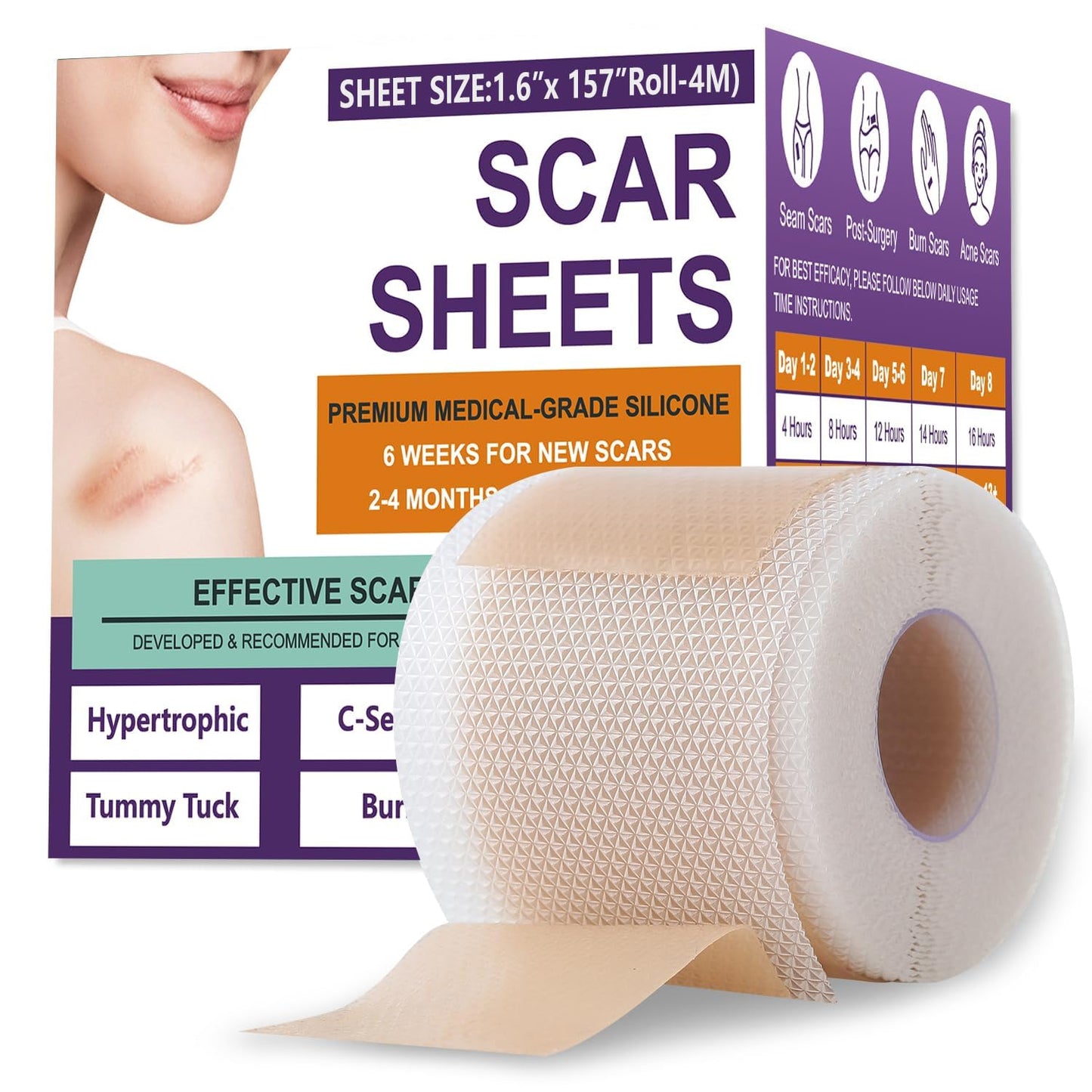 Silicone Scar Sheets,Silicone Scar Tape,Silicone Scar Removal Strips for Surgical,C-Section,Tummy Tuck,Keloid Scars - PrimeBioHealth - canada supplements