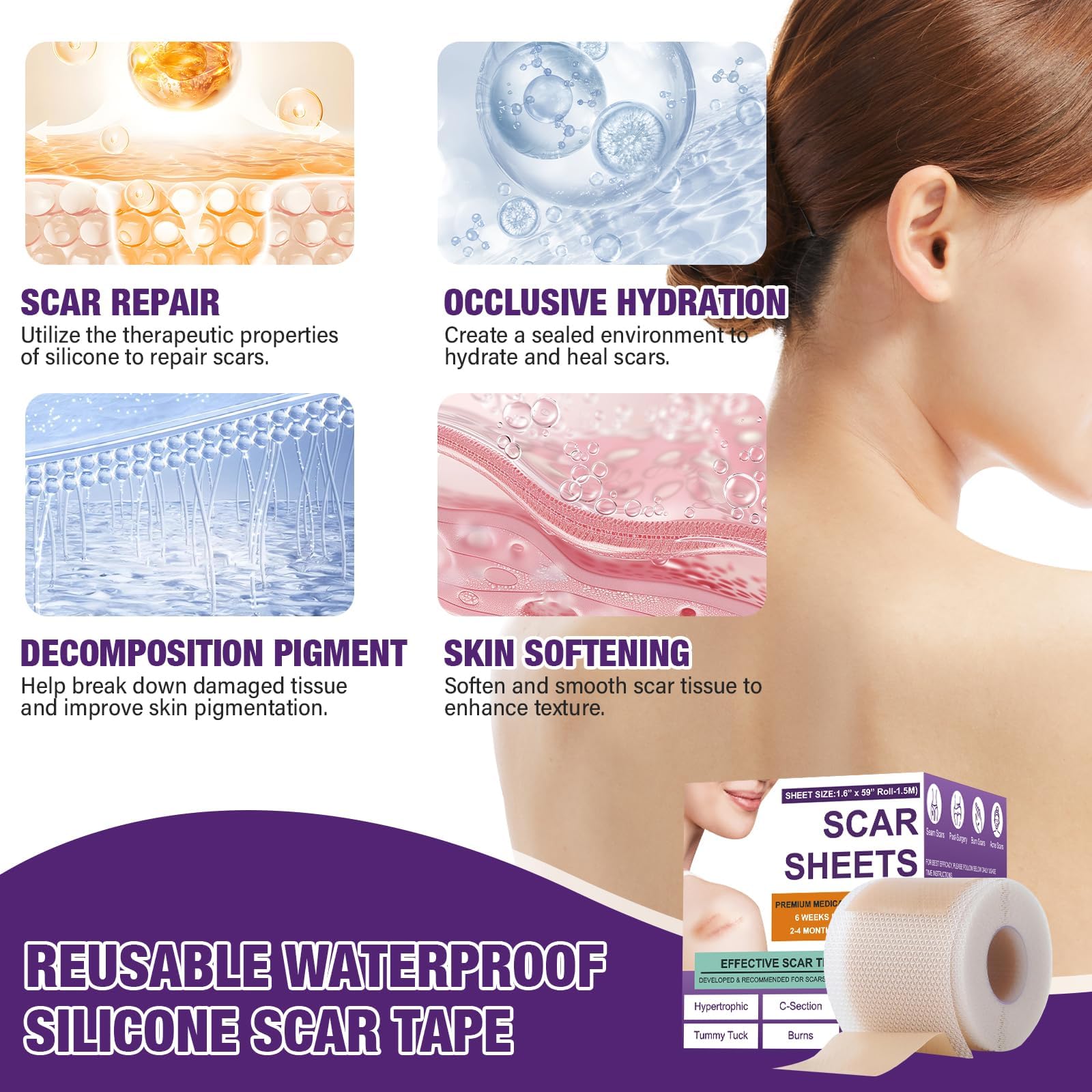 Silicone Scar Sheets,Silicone Scar Tape,Silicone Scar Removal Strips for Surgical,C-Section,Tummy Tuck,Keloid Scars - PrimeBioHealth - canada supplements