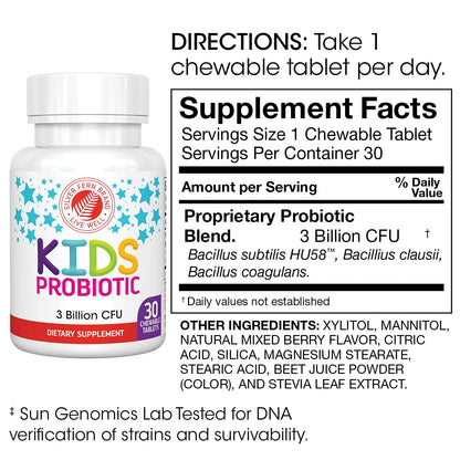 Silver Fern Brand Family Probiotics - Ultimate Adult Probiotic (1 Bottle = 60 Capsules) Plus Ultimate Children's Probiotic for Kids (1 Bottle = 30 Chewables) - Gut Health & Microbiome Support - PrimeBioHealth - canada supplements