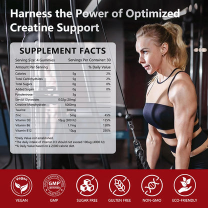 Slsomu Creatine Gummies for Women, 5000mg Pre-Workout Muscle Strength & Energy Support, 0 Sugar Creatine Gummy with L-Taurine, Zinc - PrimeBioHealth - canada supplements
