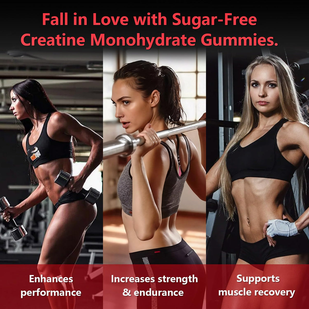 Slsomu Creatine Gummies for Women, 5000mg Pre-Workout Muscle Strength & Energy Support, 0 Sugar Creatine Gummy with L-Taurine, Zinc - PrimeBioHealth - canada supplements