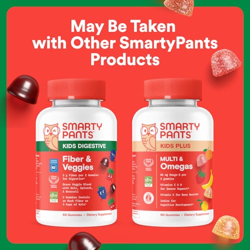 SmartyPants Kids Fiber & Veggies: Prebiotic Fiber Gummies for Kids, Fiber Supplement with Inulin, Organic Green Veggie Blend, Vegan, Gluten Free - PrimeBioHealth - canada supplements