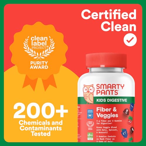 SmartyPants Kids Fiber & Veggies: Prebiotic Fiber Gummies for Kids, Fiber Supplement with Inulin, Organic Green Veggie Blend, Vegan, Gluten Free - PrimeBioHealth - canada supplements