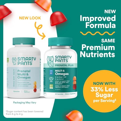 SmartyPants Prenatal Multivitamin Gummies with Omega 3 DHA/EPA, Methylfolate, Biotin, Vitamins D3, C, B12, B6, A, K, and Zinc, Gluten Free, Clean Label - PrimeBioHealth - canada supplements