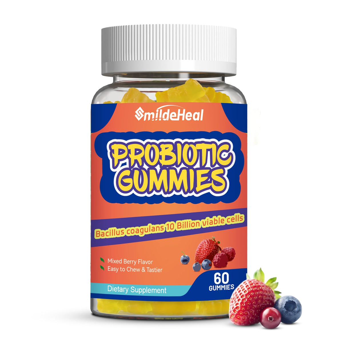 SmildeHeal Probiotic Gummies for Digestive Health - 10 Billion CFU Bacillus Coagulans - Vegan & Non-GMO - Immune & Digestive Support for Men & Women - PrimeBioHealth - canada supplements