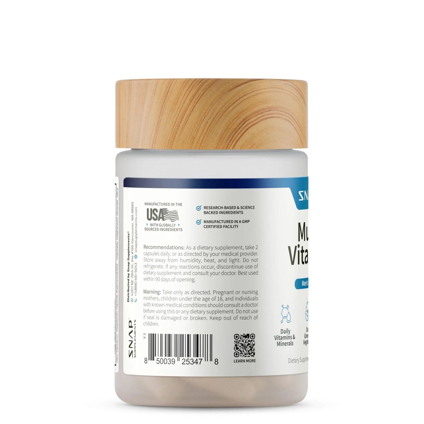 Snap Supplements Men's Multivitamins - Daily Vitamins & Minerals for Men - Vitamin D, B12, Zinc, Herbs & Vitamin C - PrimeBioHealth - canada supplements