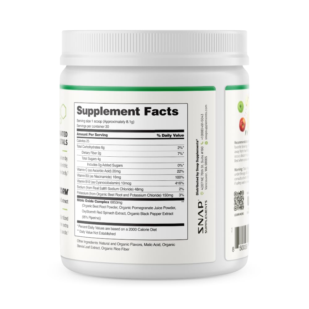 Snap Supplements Organic Beet Root Powder Nitric Oxide Supplement for Men & Women, Red Spinach & Pomegranate, Supports Healthy Energy & Blood Pressure Already - PrimeBioHealth - canada supplements