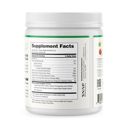 Snap Supplements Organic Beet Root Powder Nitric Oxide Supplement for Men & Women, Red Spinach & Pomegranate, Supports Healthy Energy & Blood Pressure Already - PrimeBioHealth - canada supplements