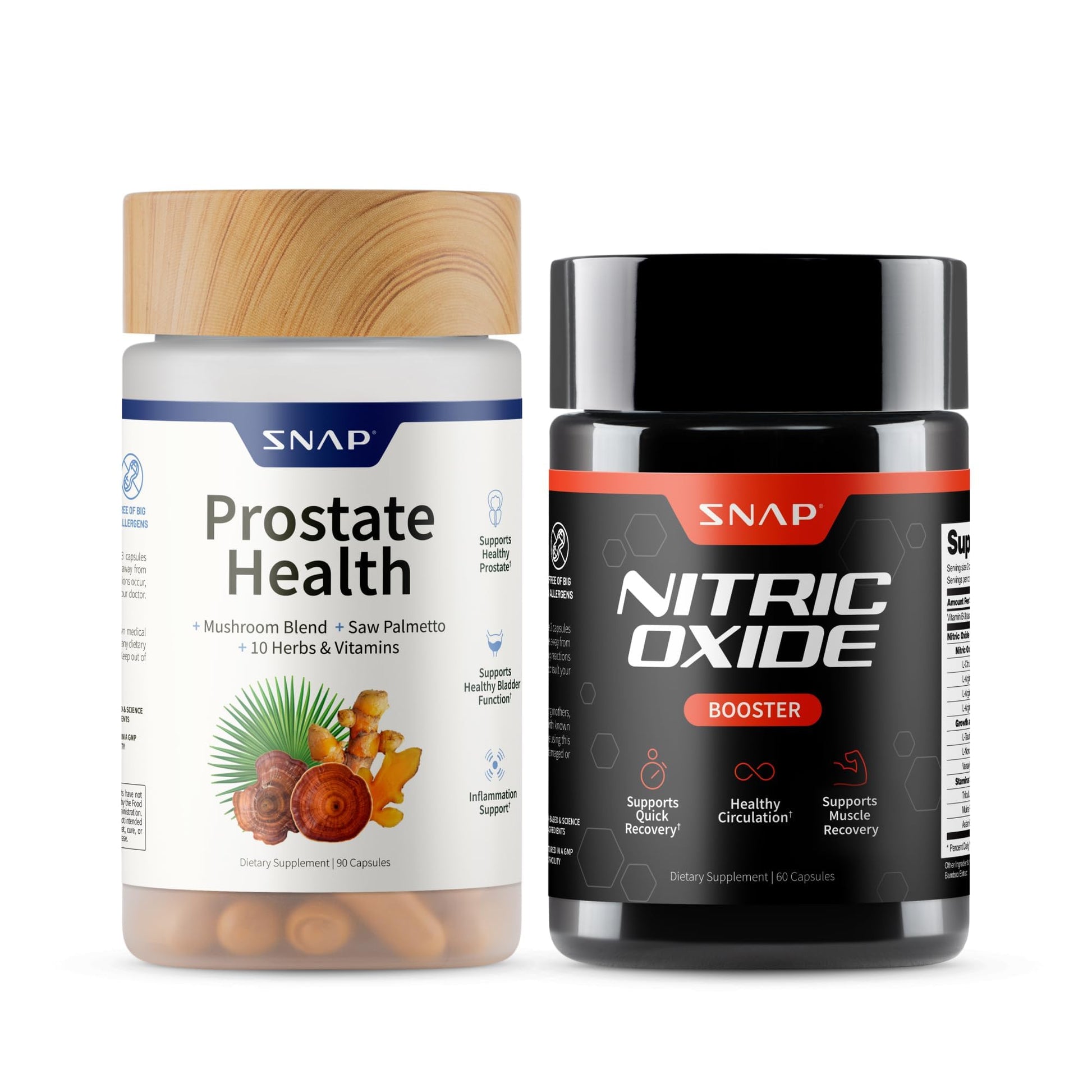Snap Supplements Prostate Health & Nitric Oxide Supplement Bundle for Men, 90 + 60 Vegetarian Capsules (1 Month Supply) - PrimeBioHealth - canada supplements