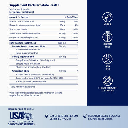 Snap Supplements Prostate Health Supplement with Saw Palmetto for Men, DHT Blocker - Helps Support Male Urinary Tract and Prostate for Mens Health - PrimeBioHealth - canada supplements