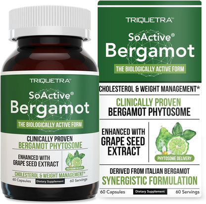 SoActive Bergamot: 2.5X More Effective, Italian Citrus Bergamot Phytosome - Clinically Validated | Enhanced with Grape Seed Extract - Supports Cholesterol & Weight Management (60 Capsules) - PrimeBioHealth - canada supplements