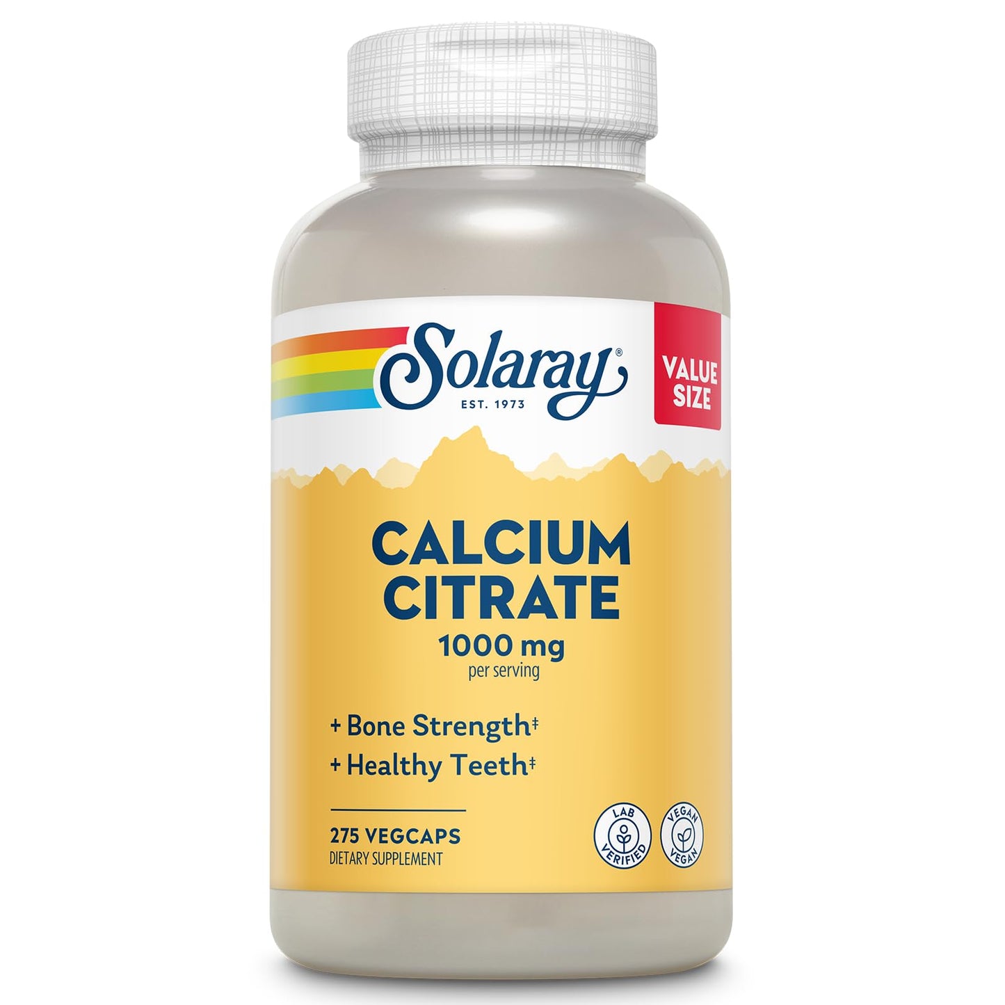 Solaray Calcium Citrate 1000mg - Chelated Calcium Supplement - Supports Bone Strength and Healthy Teeth - Easy to Digest - PrimeBioHealth - canada supplements