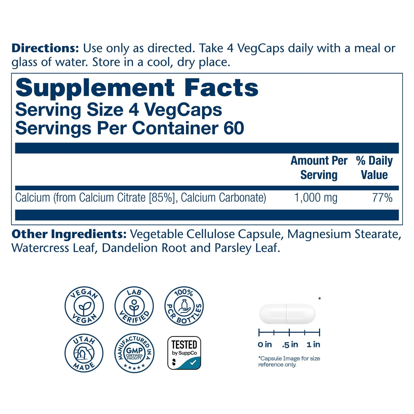Solaray Calcium Citrate 1000mg - Chelated Calcium Supplement - Supports Bone Strength and Healthy Teeth - Easy to Digest - Vegan - 68 Servings, 275 VegCaps - PrimeBioHealth - canada supplements