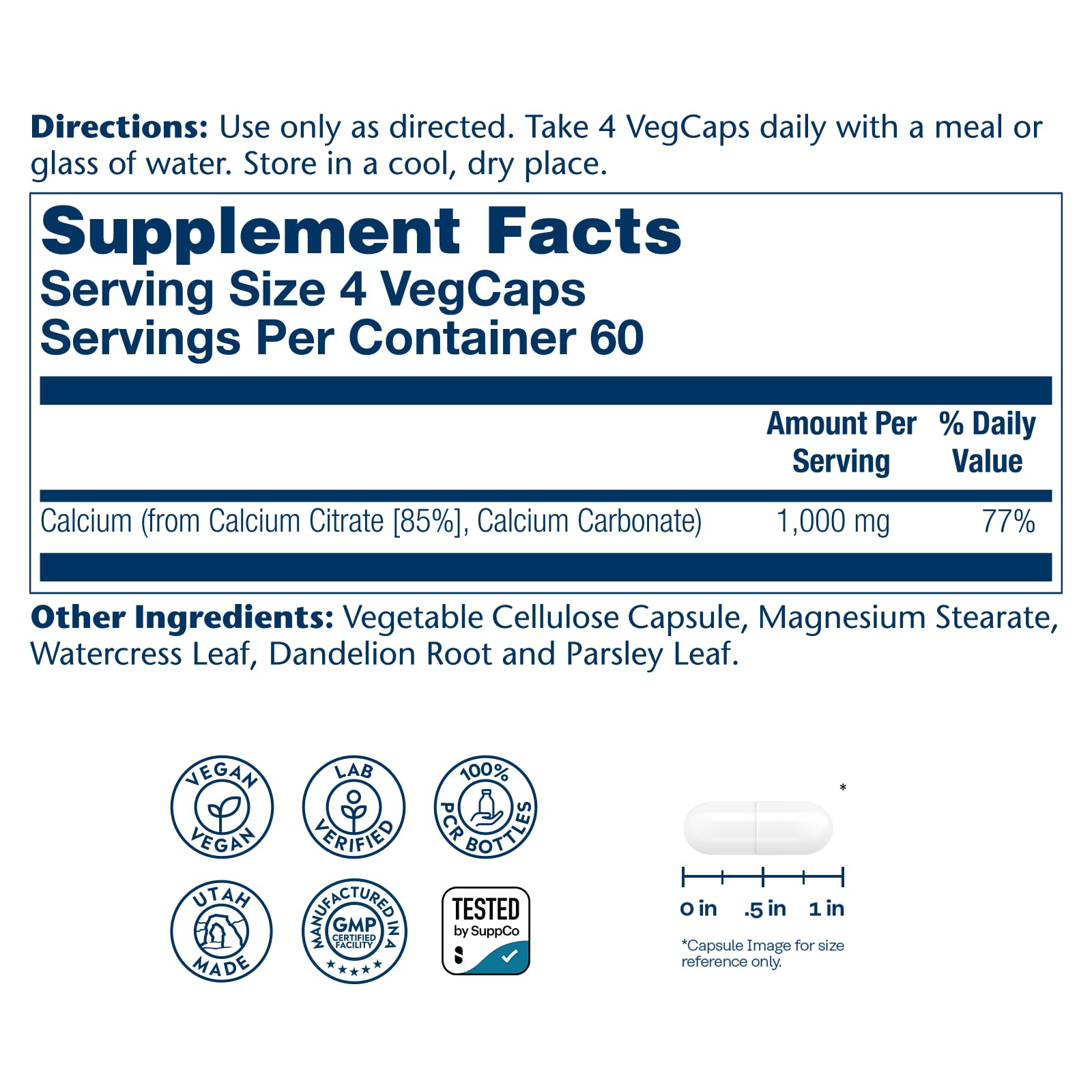 Solaray Calcium Citrate 1000mg - Chelated Calcium Supplement - Supports Bone Strength and Healthy Teeth - Easy to Digest - Vegan - 68 Servings, 275 VegCaps - PrimeBioHealth - canada supplements