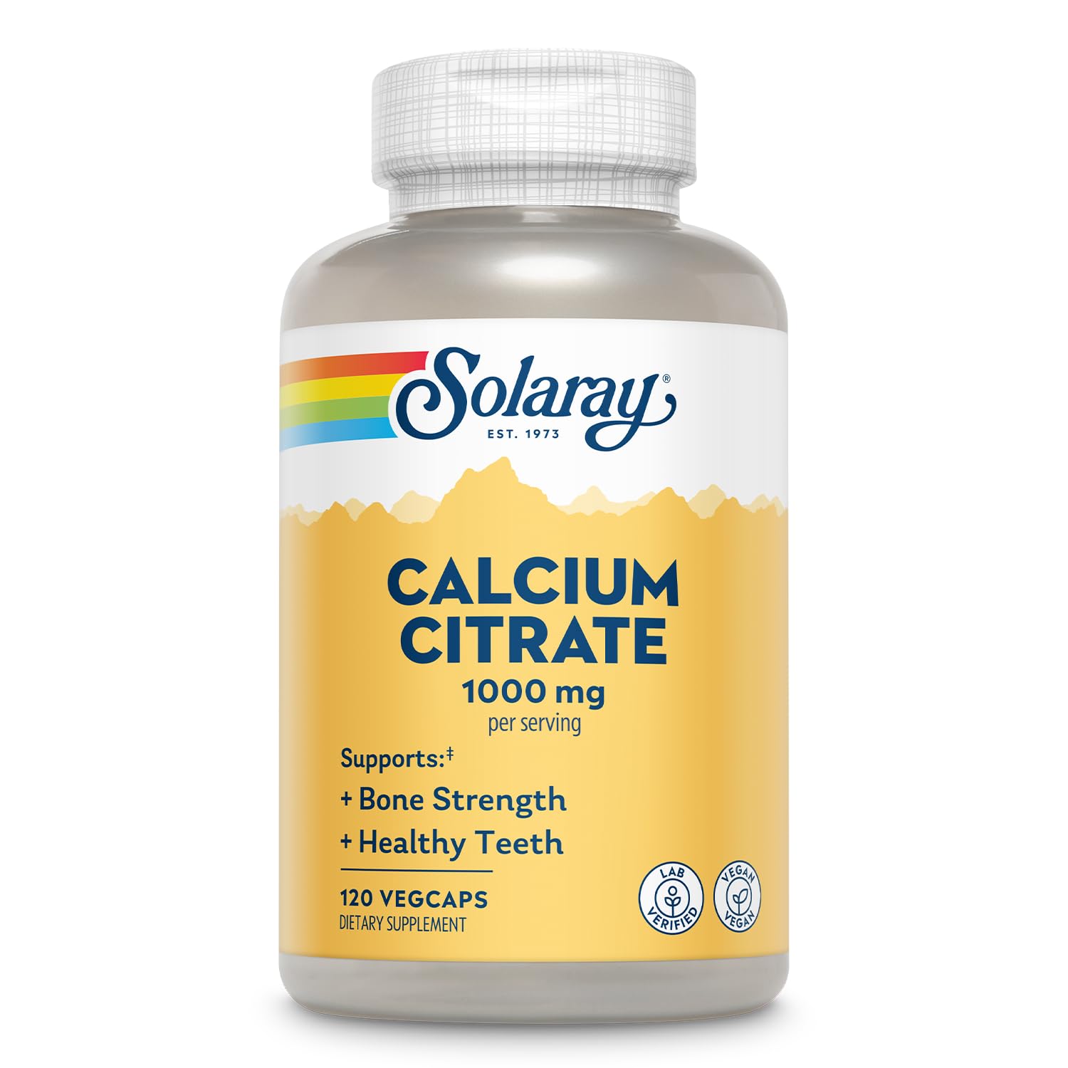 Solaray Calcium Citrate 1000mg - Chelated Calcium Supplement - Supports Bone Strength and Healthy Teeth - Easy to Digest - Vegan - 68 Servings, 275 VegCaps - PrimeBioHealth - canada supplements