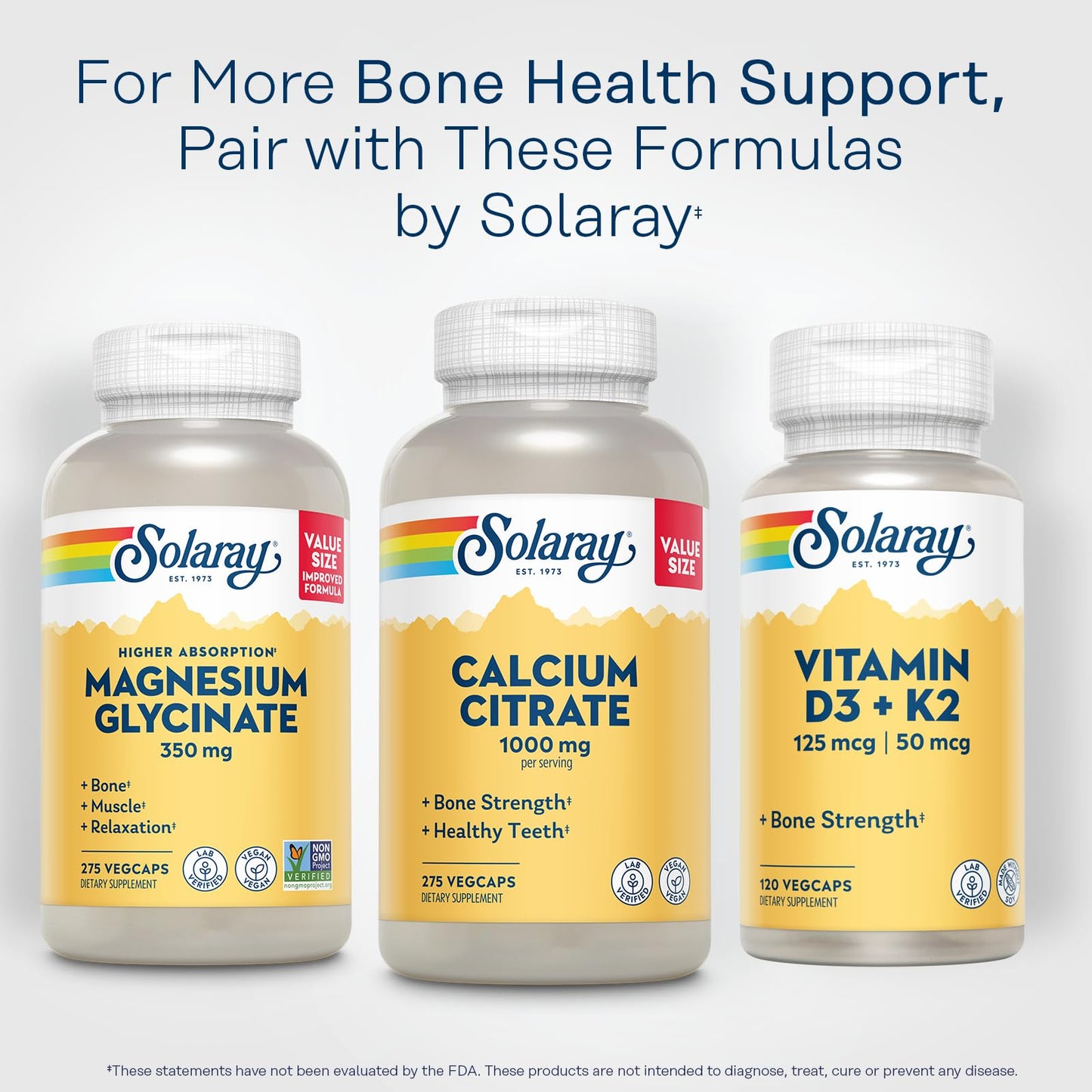 Solaray Calcium Citrate 1000mg - Chelated Calcium Supplement - Supports Bone Strength and Healthy Teeth - Easy to Digest - Vegan - 68 Servings, 275 VegCaps - PrimeBioHealth - canada supplements