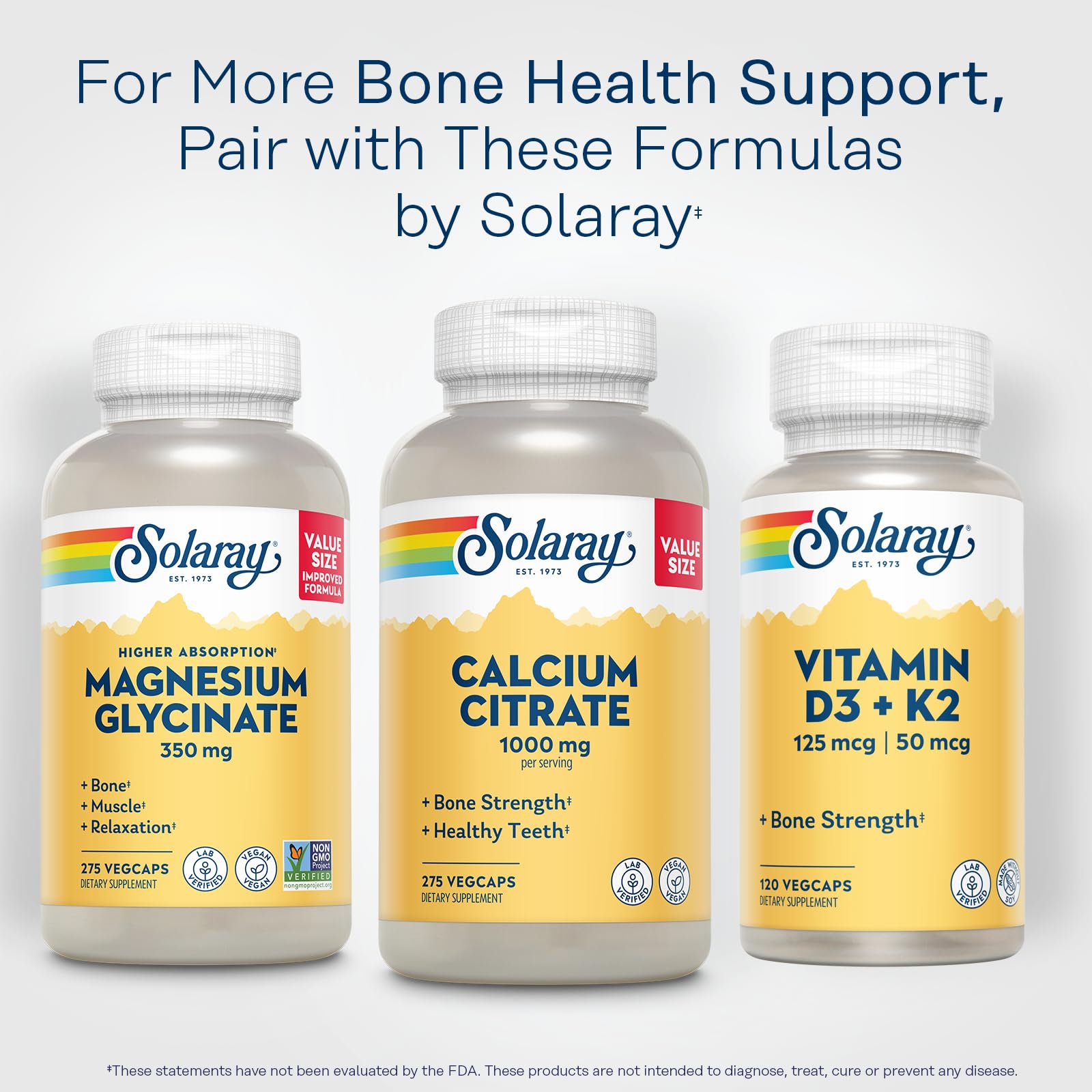 Solaray Calcium Citrate 1000mg - Chelated Calcium Supplement - Supports Bone Strength and Healthy Teeth - Easy to Digest - Vegan - 68 Servings, 275 VegCaps - PrimeBioHealth - canada supplements