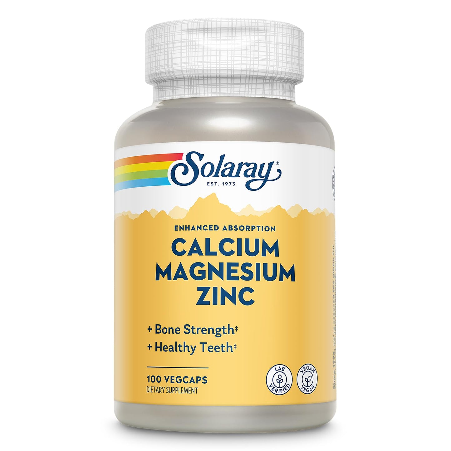 SOLARAY Calcium Magnesium Zinc Supplement - with Calcium 1000mg, Magnesium 500mg - Bone Health, Muscle Function, Heart Health and Immune Support - Vegan, 60 Day Guarantee, 68 Servings, 275 VegCaps - PrimeBioHealth - canada supplements