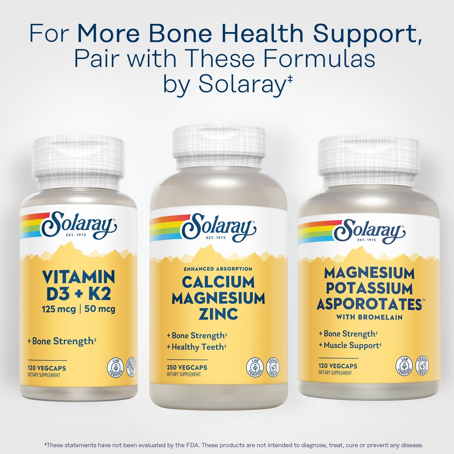 SOLARAY Calcium Magnesium Zinc Supplement - with Calcium 1000mg, Magnesium 500mg - Bone Health, Muscle Function, Heart Health and Immune Support - Vegan, 60 Day Guarantee, 68 Servings, 275 VegCaps - PrimeBioHealth - canada supplements
