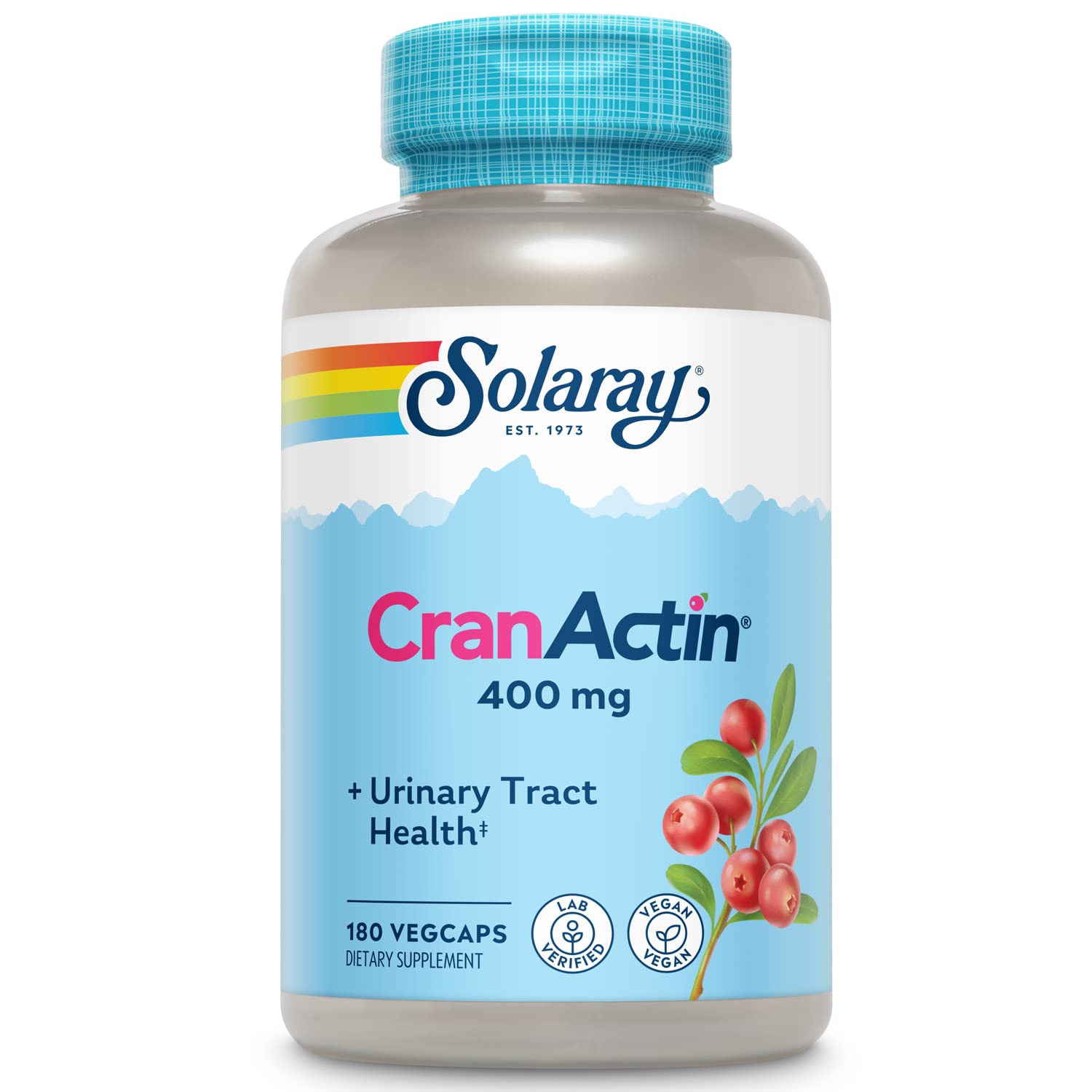 SOLARAY CranActin Cranberry Extract 400 mg - Cranberry Supplements for Women and Men - Bladder and Urinary Tract Health Support with Vitamin C - Vegan, 60-Day Guarantee, 120 Servings, 120 VegCaps - PrimeBioHealth - canada supplements