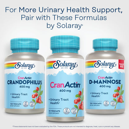 SOLARAY CranActin Cranberry Extract 400 mg - Cranberry Supplements for Women and Men - Bladder and Urinary Tract Health Support with Vitamin C - Vegan, 60-Day Guarantee, 120 Servings, 120 VegCaps - PrimeBioHealth - canada supplements
