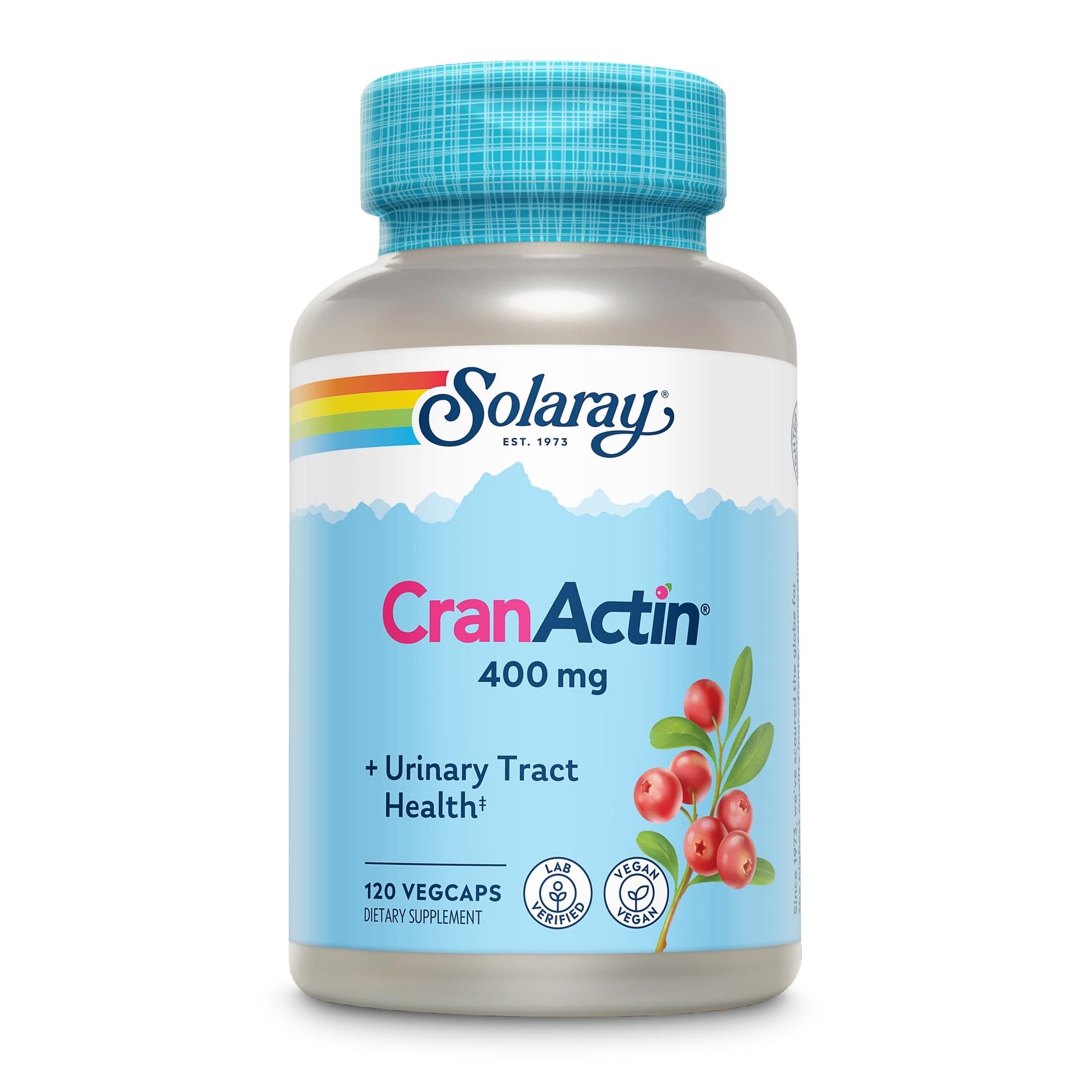 SOLARAY CranActin Cranberry Extract 400 mg - Cranberry Supplements for Women and Men - Bladder and Urinary Tract Health Support with Vitamin C - Vegan, 60-Day Guarantee, 120 Servings, 120 VegCaps - PrimeBioHealth - canada supplements
