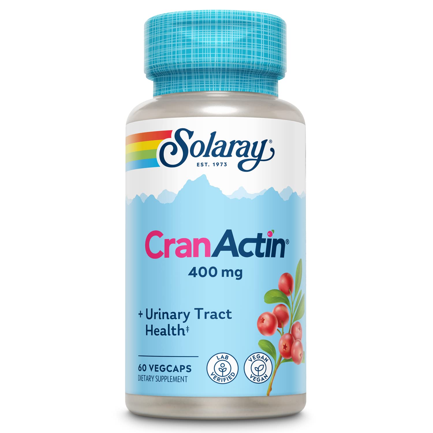 SOLARAY CranActin Cranberry Extract 400 mg - Cranberry Supplements for Women and Men - Bladder and Urinary Tract Health Support with Vitamin C - Vegan, 60-Day Guarantee, 120 Servings, 120 VegCaps - PrimeBioHealth - canada supplements