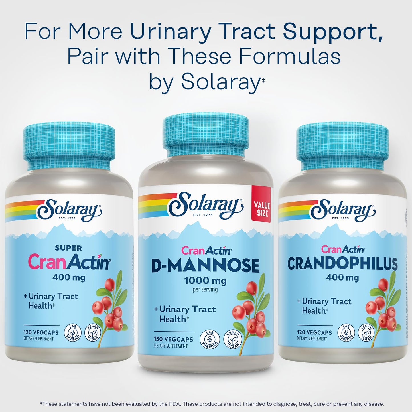 Solaray D-Mannose 1000mg with CranActin Cranberry Supplement 400mg, Urinary Tract Health & Bladder Support Capsules with Vitamin C, Vegan, 60 Day Guarantee, 75 Servings, 150 VegCaps - PrimeBioHealth - canada supplements